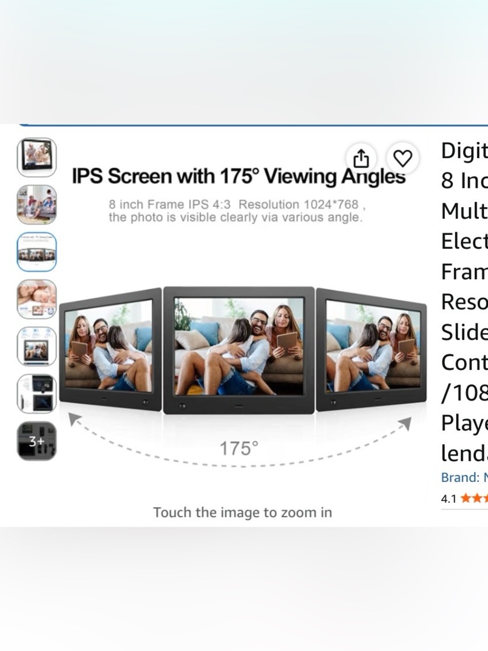 8" Digital Photo Frame/Slideshow/StereoMP3/Calendar/Clock/Remote Control - Black - Picture 2 of 14